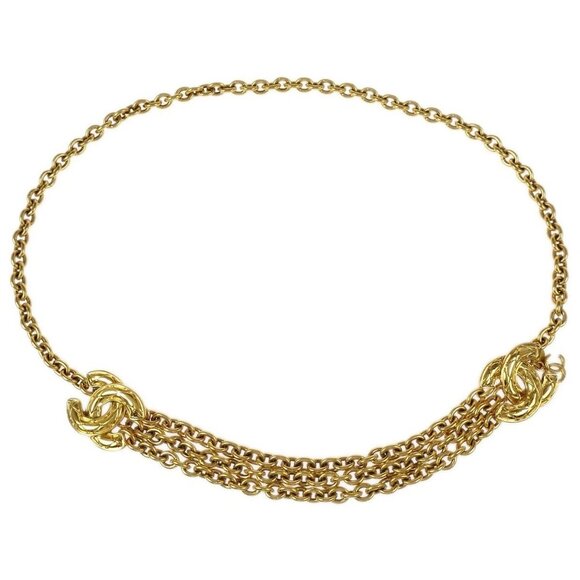 Chanel Quilted CC Gold Chain Belt Small Good - Picture 1 of 6